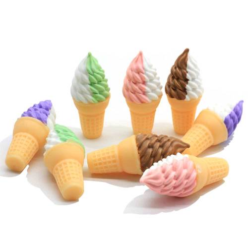 Wholesale Resin Ice Cream Miniature Two Sizes Simulation Food for DIY Key Chain Dollhouse Toys Gifts Jewelry Making