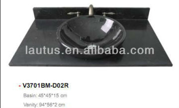 LAUTUS latest design style bathroom countertops v3701bm-d02r made from black marquire natural stone vanity