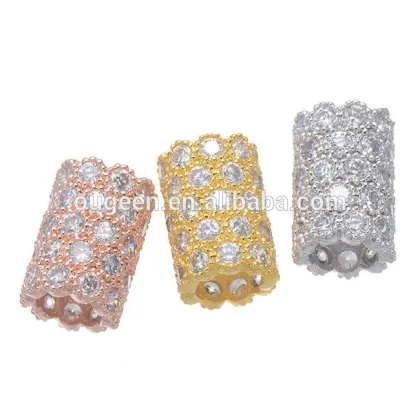 hot sale platinum colour diamond cz micro pave bead brass metal loose beads for snake bracelet