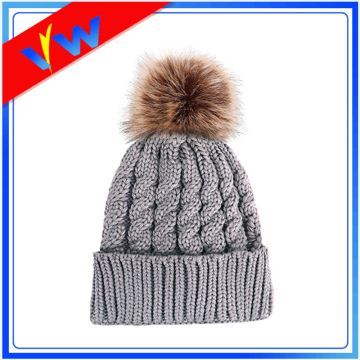 Personalizzato pelliccia Pom Pom Beanie cappello