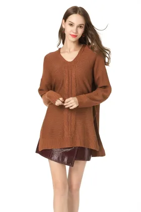 Women Pullover Sweater Turtleneck Plaid Sweaters