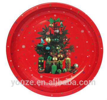 Christmas fruit round tin plate
