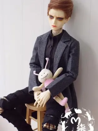 Clothes Boy Gray/Blue/Black Windcoat Sweater for SD17 BJD