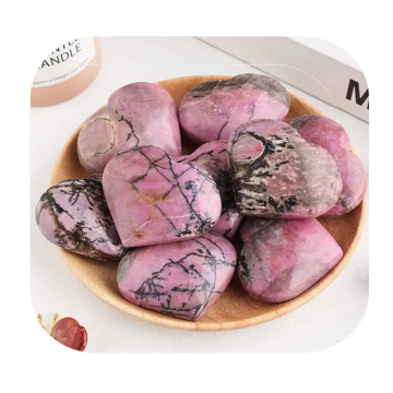 Quality Natural Rhodonite Hearts for Home Decoration and Feng Shui