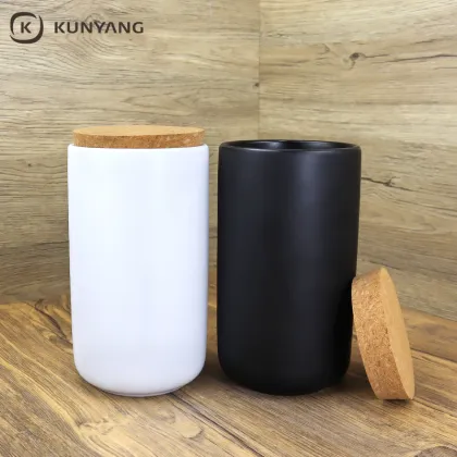 Nordic Custom Ceramic Storage Jar with Bamboo Lid