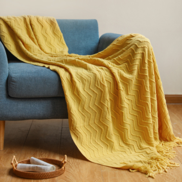 Sofá espesso de acrílico cobertor de tricô com borla