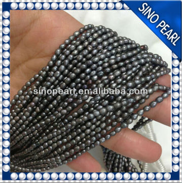 AA 3-3.5MM black freshwater rice pearl strand