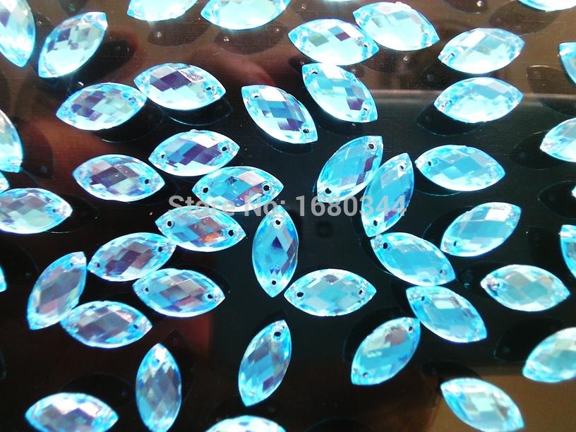6*12mm Navette shape flatback Sew on rhinestones Light blue colour gem stones acryl crystal strass diamond 300pcs/lot