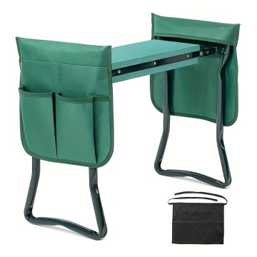 Giordino da giardino professionale e sedile: sgabello pieghevole in ginocchio con foot di schiuma EVA spessa, panca pesante, ideale per il giardinaggio all'aperto, la pesca e altre attività, include una comoda busta degli strumenti