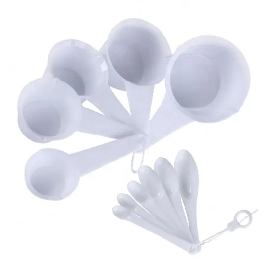 11-Piece Plastic Measuring Cups and Spoons Set for Baking and Cooking
