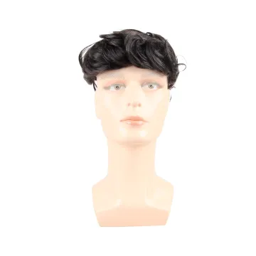 Cheap Thin Skin Human Hair Toupee Indian Men Human Hair Toupee Wig ,Natural Black Hair Wig For Men