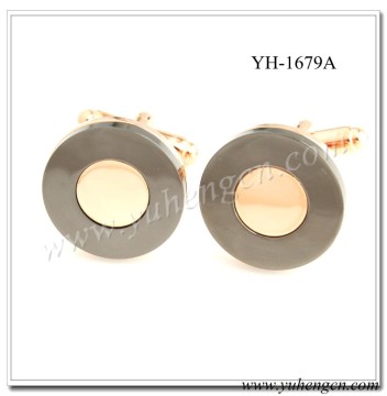 YH-1679A Classic Mens Gold and Black 2 Tone Plating Plain Metal Cufflinks,Clothing Accessories