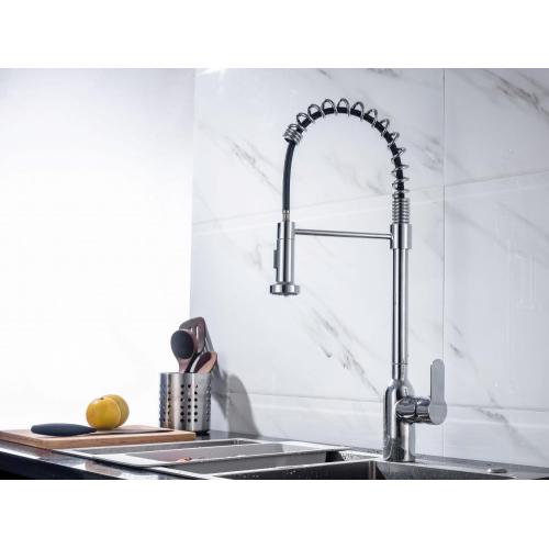 Household spring pull down brass kitchen faucet