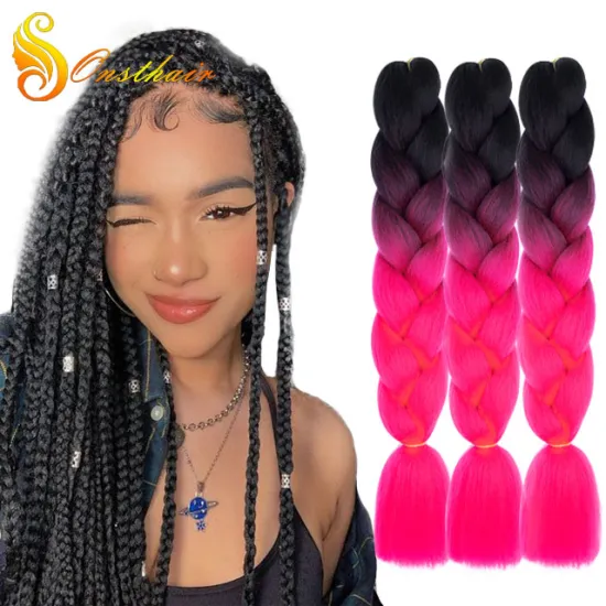 Prestretched Ombre Braiding Hair Extensions Pageup Afro Jumbo Crochet Braids Blue Expression Synthetic Hair
