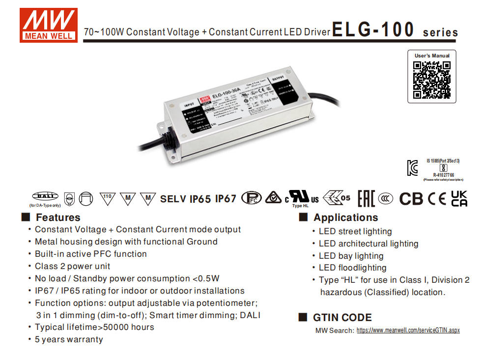 Meanwell Led Driver Elg100 2