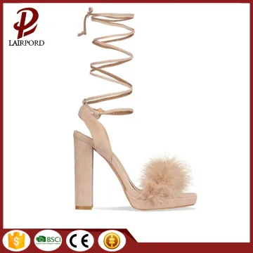 high heel sweet girl sandals with fur
