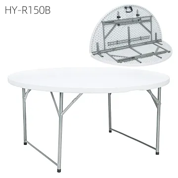 6 Foot Round Folding Plastic Table for 10 People Outdoor
