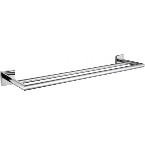 Rail de serviette double en laiton pour salle de bain Chrome fini