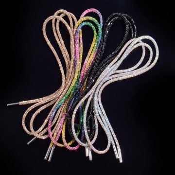 Ultra Premium Premium 6mm Luxury Crystal Diamond Rhinestone Cord and Ruple Tube para moletons e cadarços