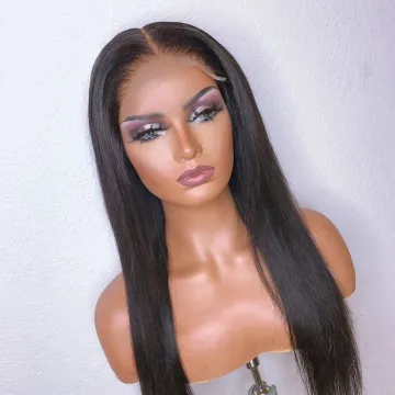 Cheap peruvian Cuticle Aligned hair wig For Black Women Human Hair Straight 4X4 Lace Closure Natural Human Hair Wigs Pre Plucked