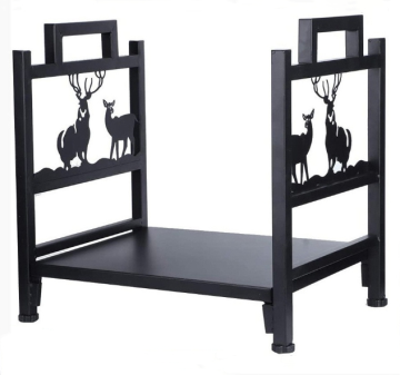 Iron Firewood Storage Rack with Decorative Log Holder - Indoor and Outdoor Use