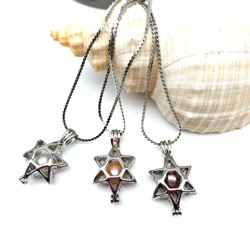 Star Pearl Cage Pendant Necklace