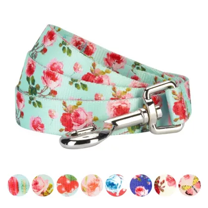 Dog Leash Print Turquoise Scent Inspired Floral Rose