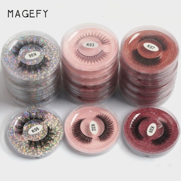 Factory Price Vegan Synthetic False Lashes | Natural Cat Eye Lashes with Round Box