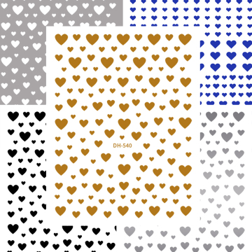Gold and Silver Heart Nail Decals for Valentine's Day