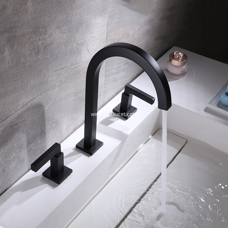 3 Hole Bathroom Faucet Black