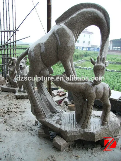 Mother with baby deer sculptures