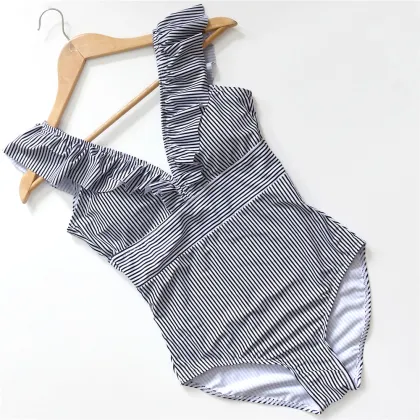 YOUEME 2019 Sexy Retro Blue Striped Swimsuit