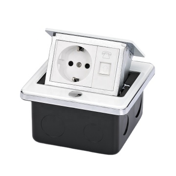 iGERCN IP44 Dust-Proof and Anti-Collision Pop-Up Floor Socket with Black Tempered Glass Panel and Top Tank Silver Finish