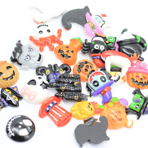 New Charm Hallowmas Flat Back Beads Charms Resin Cabochon 100pcs/bag For Handmade Craft Decor Factory Wholesale