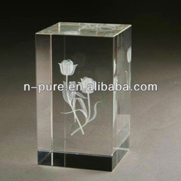 Crystal Tulip Laser Engraved Block