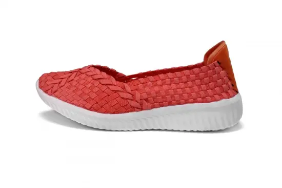 Delicate Watermelon Red Elastic Casual Woven Shoes