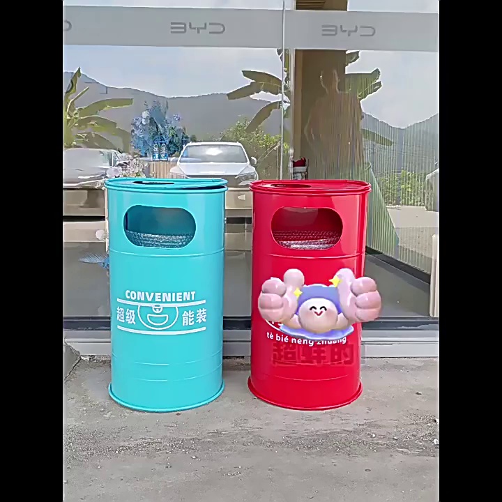 Retro Industrial Style Oil Barrel Trash Can for Outdoor Camping Gym