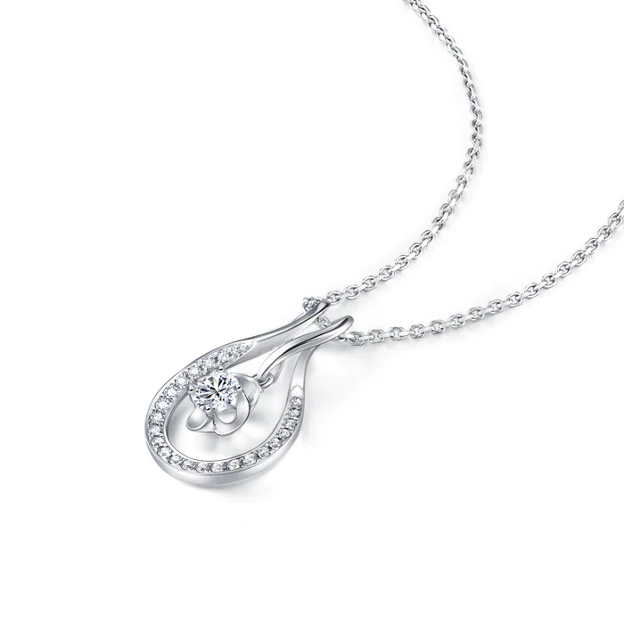 豪華な 18K ホワイト ゴールド ラボ グロウン ダイヤモンド ネックレス