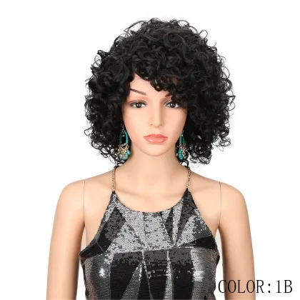 Charming short colored soft heat resistant synthetic wigs with omdre color kinky curl synthetic hair wigs