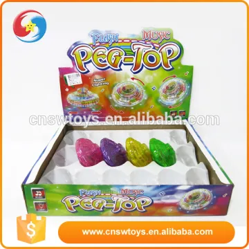 Eletric plastic flashing toy spinning top with light and music for children