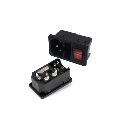 AC-01 Card Type Pin Shaped Socket with Light Switch Fuse