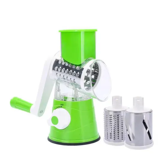 Hyri 2024: High-Selling Hand-Crank Vegetable Cutter with 3 Drum Blades, ABS Stainless Steel Grater & Drum Chopper