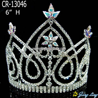 6 Inch Rhinestone Crown Hair Tiara For Banquet