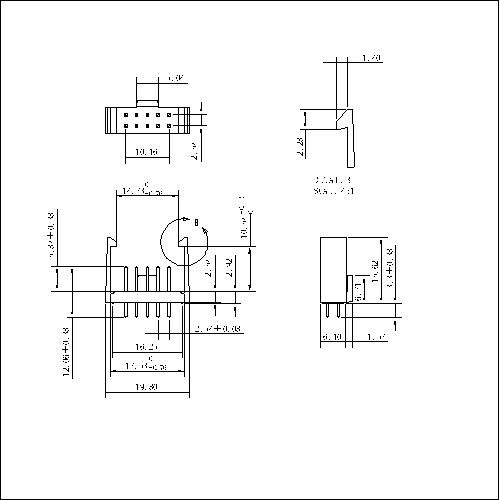 2,54 mmx2,54 mm Latchace 2x5p gerade Dip = 3,3 mm