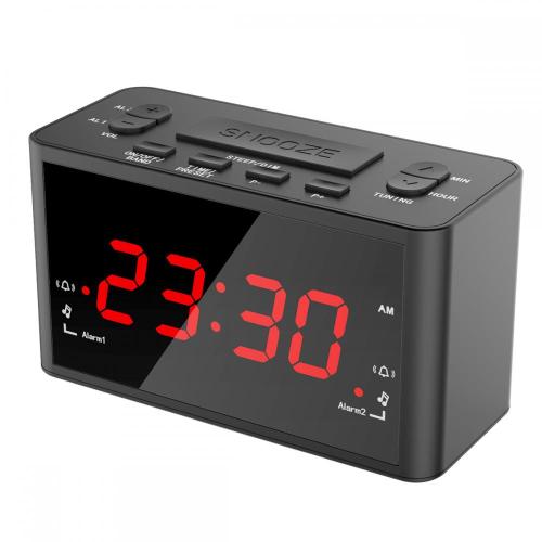 Hete verkoop rode 1 inch led display radiogestuurde wandklok met temperatuur kleine desktop digitale timer