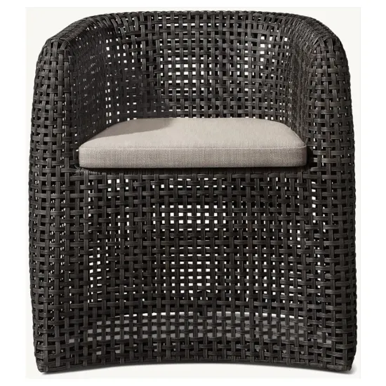 Comfortable PE Rattan Armchair for Outdoor Dining