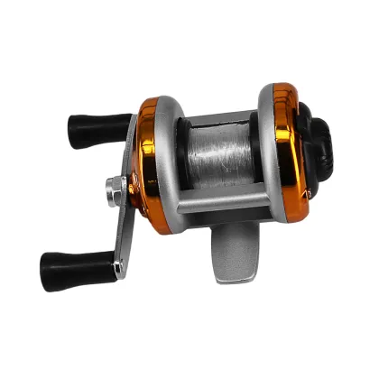 FishGang Mini Fishing Reel Plastic Metal Body AC100 with Free Line 1BB Ice Raft Drum Fishing Vessel Reel