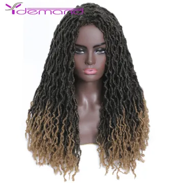 22" Long Gypsy Synthetic Braided Wigs With Curly Faux Locs Crochet Wig Y Demand Braiding Hair Dreadlocks Wig For Black Women
