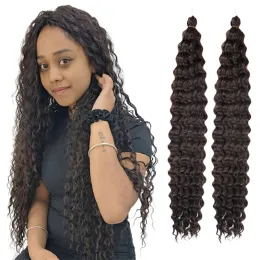 Synthetic Afro Water Wave Braiding Hair Crochet Braids 18-30 Inch Super Soft Long Hair Synthetic Braiding Hair For Extensions