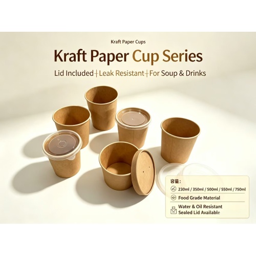 Xô đựng súp giấy kraft có nắp PP/giấy